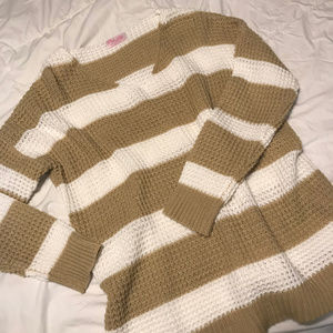 Pink Lily Wishing To See You Taupe Striped Sweater